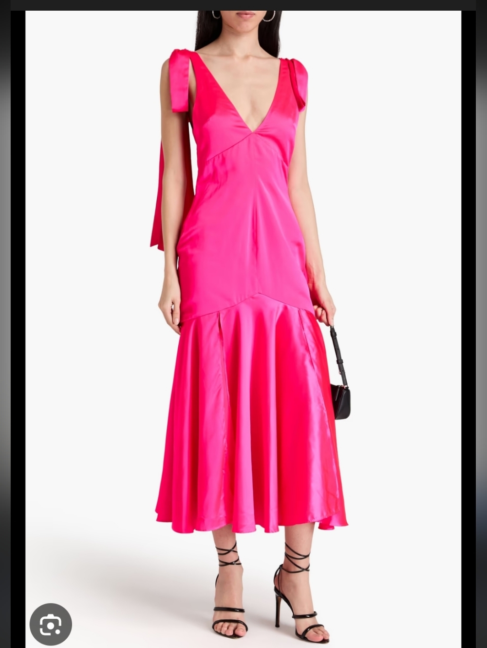 Rotate Birger Christensen Hot Pink Satin Bow Midi Dress | XL